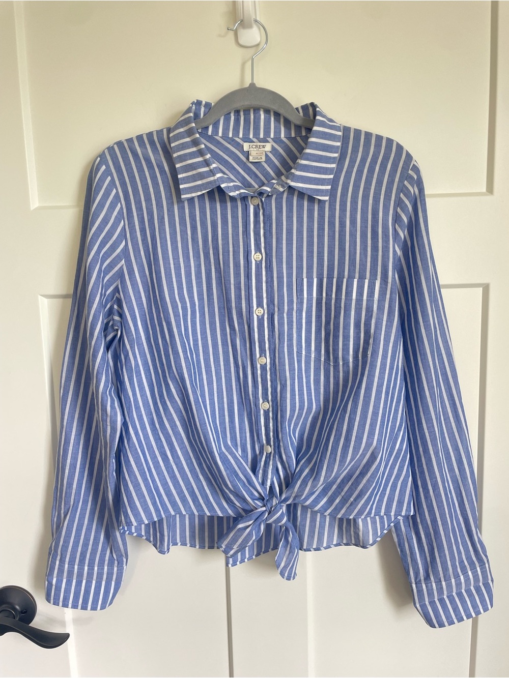 J. Crew Botton Down Tie Front 100% cotton Top